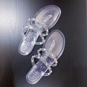 Nicole Miller Clear Jelly Sandals with Studs